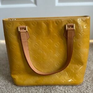 Louis Vuitton Yellow Tote with Monogram Pattern and Structured Shape
